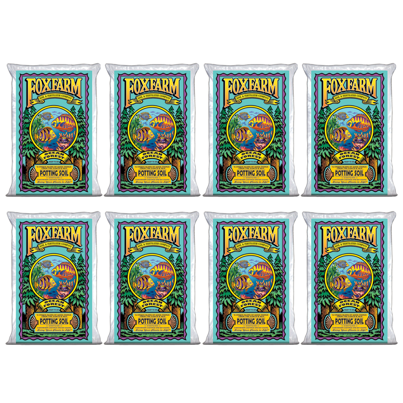 FoxFarm FX14000 Ocean Forest Plant Garden Potting Soil Mix 1.5 cu ft (8 Pack) - VMInnovations