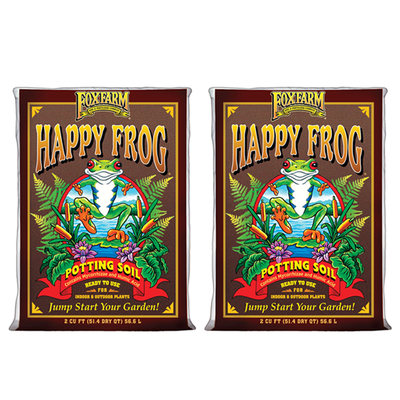FoxFarm FX14047 Happy Frog pH Adjusted Garden Potting Soil Bag, 2 Cu Ft (2 Pack)