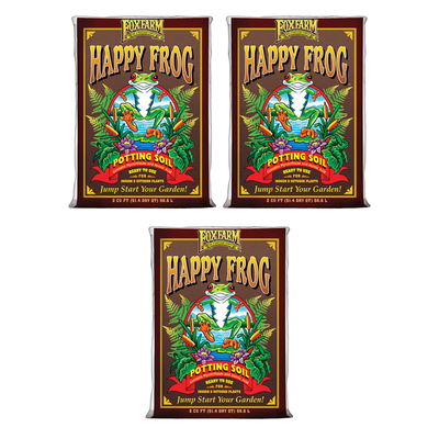 FoxFarm FX14047 Happy Frog pH Adjusted Garden Potting Soil Bag, 2 Cu Ft (3 Pack) - VMInnovations