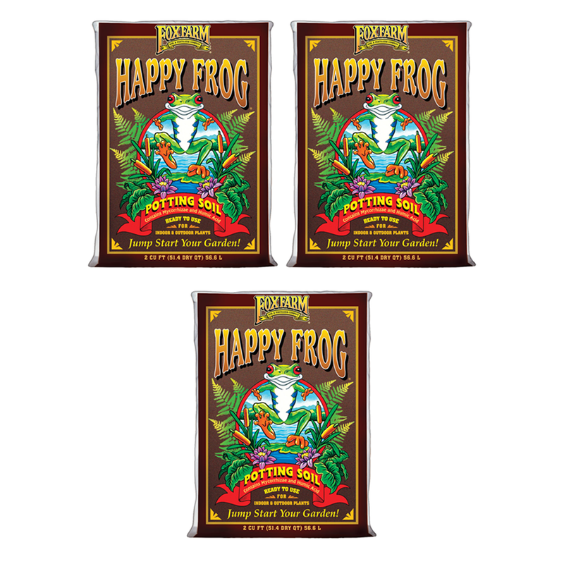 FoxFarm FX14047 Happy Frog pH Adjusted Garden Potting Soil Bag, 2 Cu Ft (3 Pack)