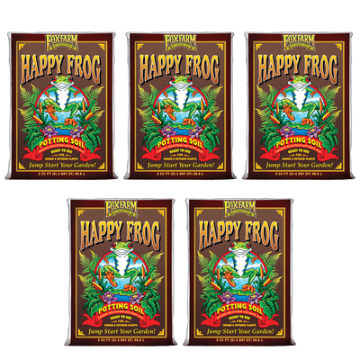 FoxFarm FX14047 Happy Frog pH Adjusted Garden Potting Soil Bag, 2 Cu Ft (5 Pack)