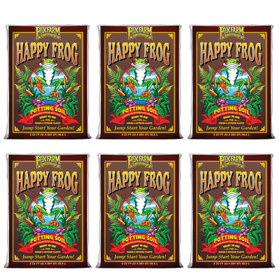FoxFarm FX14047 Happy Frog pH Adjusted Garden Potting Soil Bag, 2 Cu Ft (6 Pack)