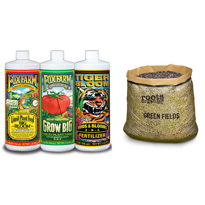 FOXFARM Hydro Nutrient Trio Fertilizers + Green Fields Gardening Potting Soil