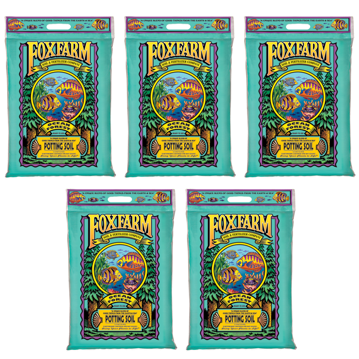 FoxFarm Ocean Forest Organic Garden Potting Soil Mix, 12 Quart Bag (5 Pack) - VMInnovations