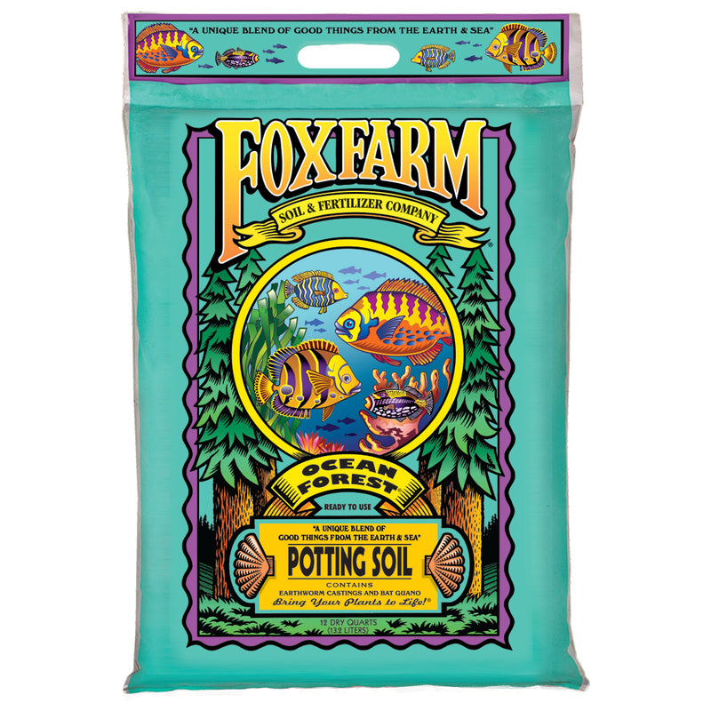 Fox farm Soil Mix with 12 Qt Fox Farm Ocean Forest Soil Mix 6.3-6.8 pH (2 Pack)