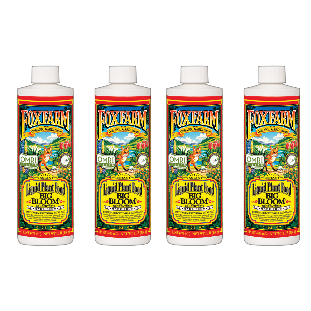 FoxFarm FX14091 Big Bloom Liquid Concentrate Organic Plant Food, 1 Pint (4 Pack) - VMInnovations