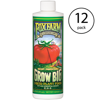 FoxFarm FX14092 Grow Big 1 Pint Liquid Concentrate Plant Fertilizer, 12 Pack