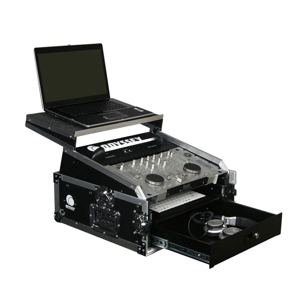 Odyssey DJ Flight Glide Style Combo Rack Case with 10U Top Slat and 2U Vertical - VMInnovations