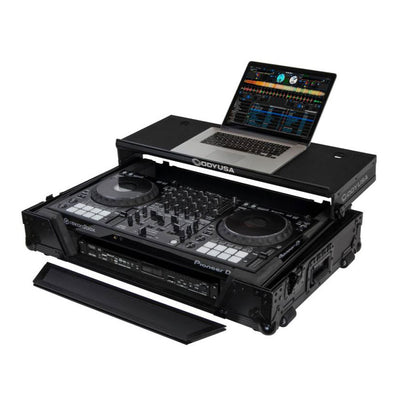 Odyssey Pioneer Flight Case with 1U Rack Space Glide Platform and Wheels, Black - VMInnovations