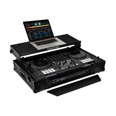 Odyssey Pioneer Flight Case with 1U Rack Space Glide Platform and Wheels, Black - VMInnovations