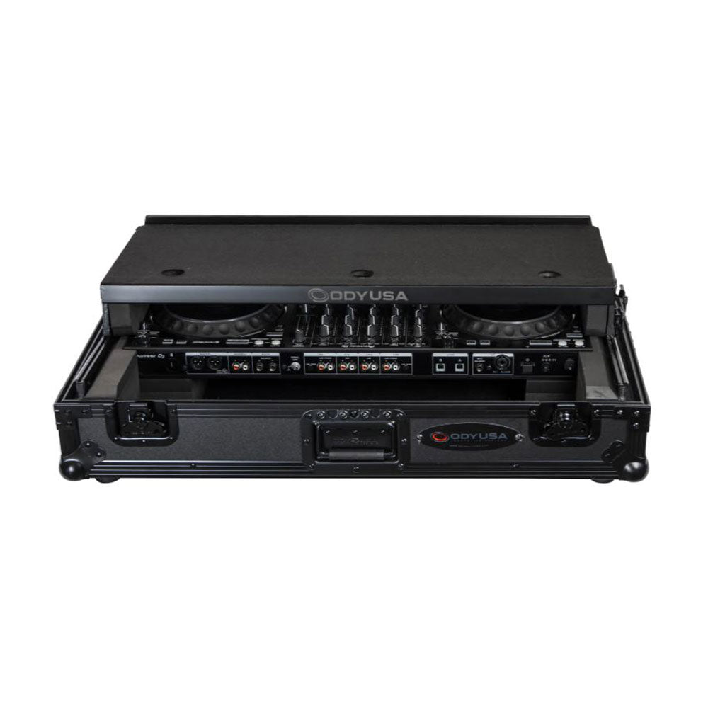 Odyssey Pioneer Flight Case with 1U Rack Space Glide Platform and Wheels, Black - VMInnovations