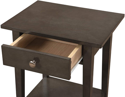 Glory Furniture Dalton 1 Drawer/1 Shelf Bedroom Nightstand End Table, Smoked