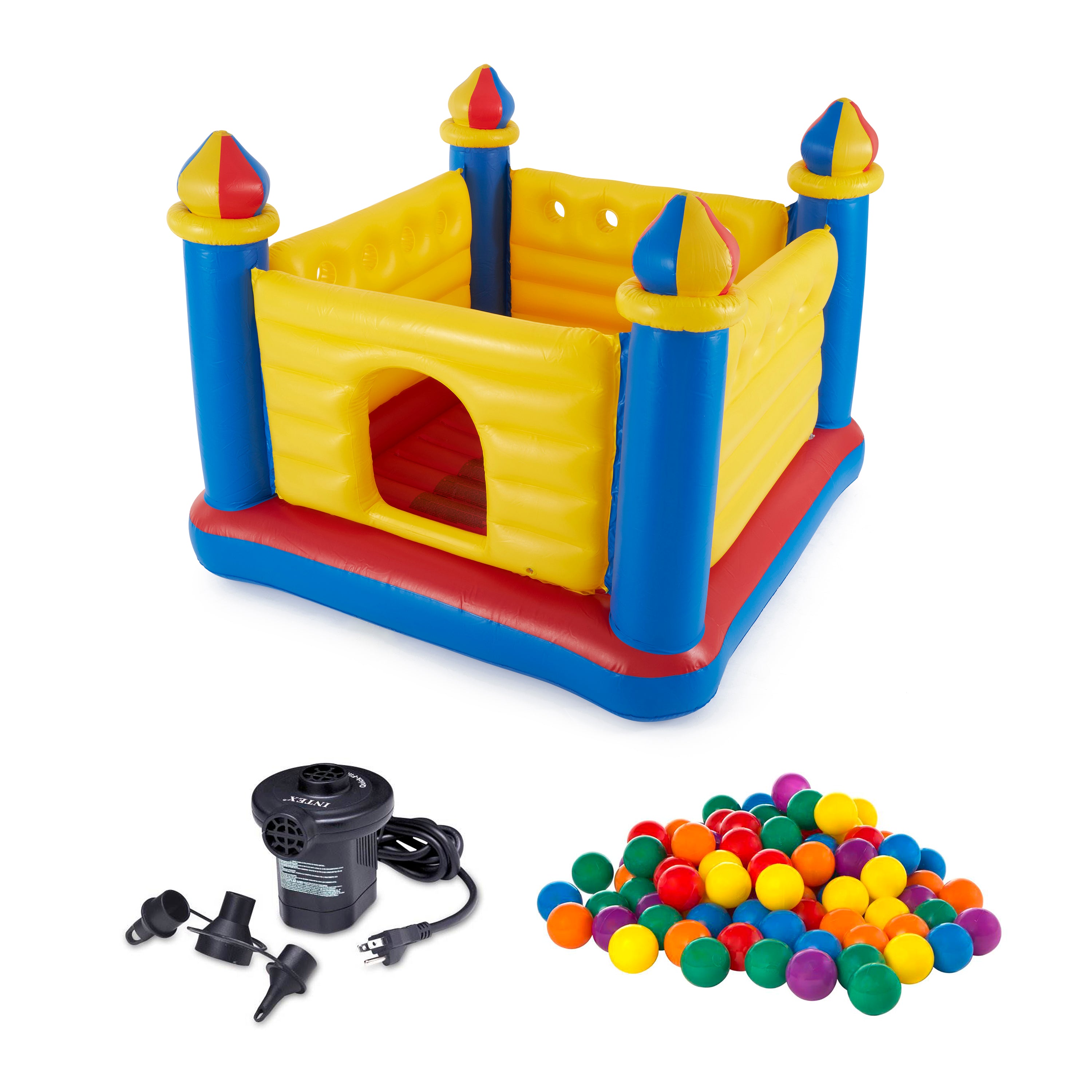 Intex Kids Inflatable Jump-O-Lene Ball Pit Castle Bouncer w/ Air Pump & Balls
