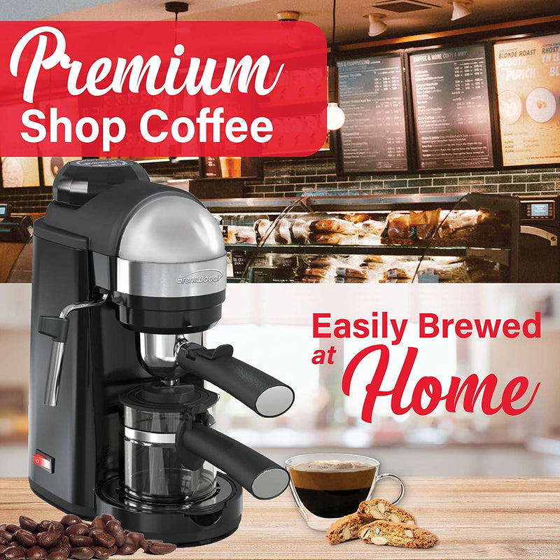 Brentwood 800W Cappuccino Brewer and Espresso Maker w/ Frothing Wand (Open Box)