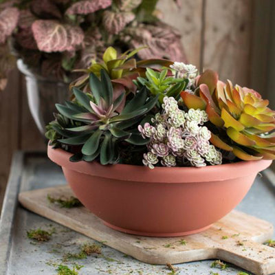 HC Companies GAB18000E35 18" Resin Garden Bowl Planter Pot, Terra Cotta Clay