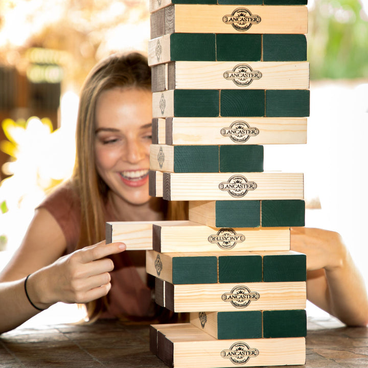 Lancaster Gaming Company Giant Wooden Tumbling Tower Outdoor Game, Black & Pine