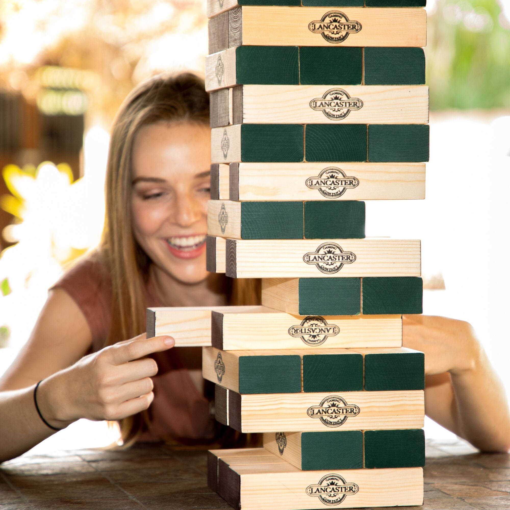 Lancaster Gaming Company Giant Wooden Tumbling Tower Game, Black & Pine (Used)