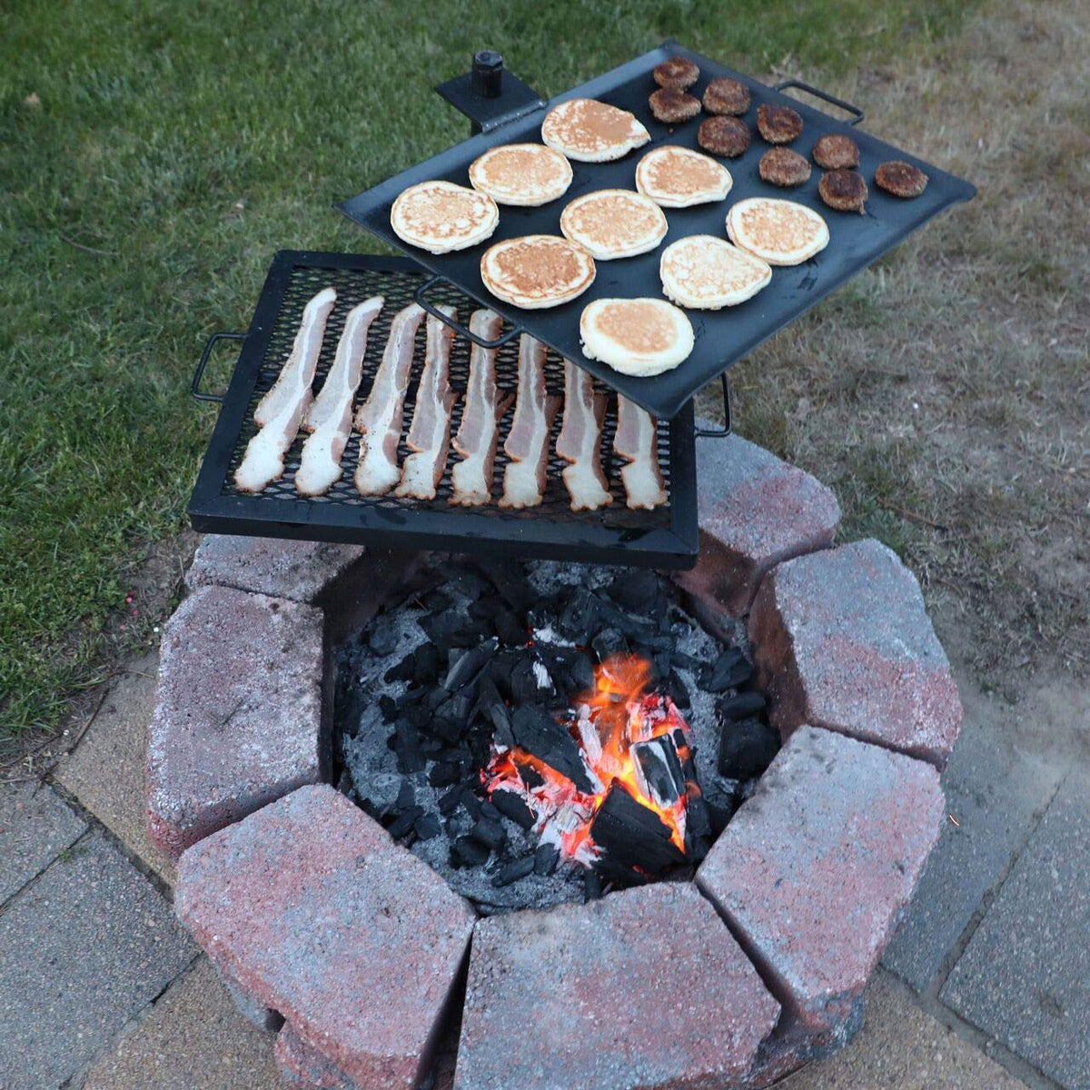 GameMaker Heavy Duty Gravity Combo Open Fire Camping Grill and Griddle(Open Box)