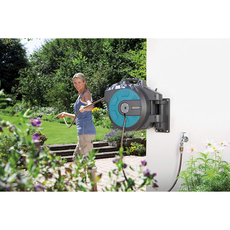 Gardena Comfort 82 and 50 Foot Wall Mounted Retractable Swivel Hose Reel Boxes