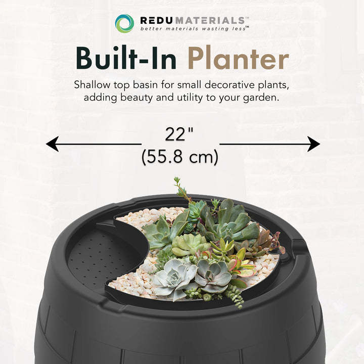 Garden Central Knock Down Rain Barrel w/ Brass Spigot, 39 Gal, Black (Open Box)