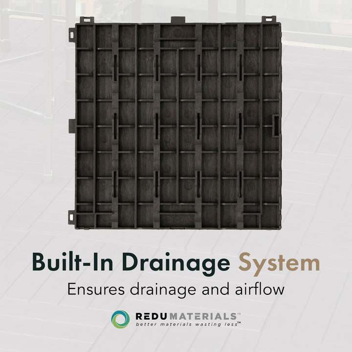 EcoTrend 12"x12" Interlocking Outdoor Balcony Deck Tiles, 24-Pack, Slate Black