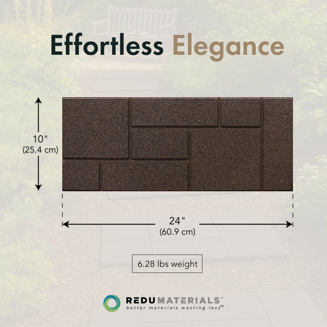 Garden Central 4 Pack 10" x 24" Cobblestone Stair Tread Decorative Panels, Brown