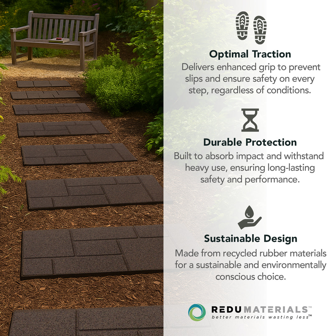 Garden Central 4 Pack 10" x 24" Cobblestone Stair Tread Decorative Panels, Brown