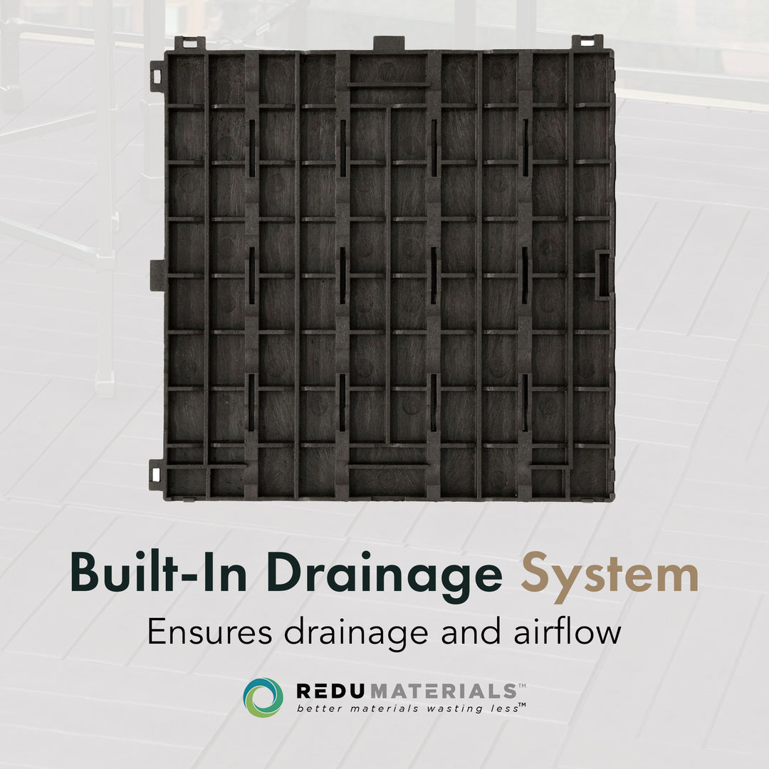 EcoTrend 12"x12" Interlocking Outdoor Balcony Deck Tiles, 24-Pack, Slate Black