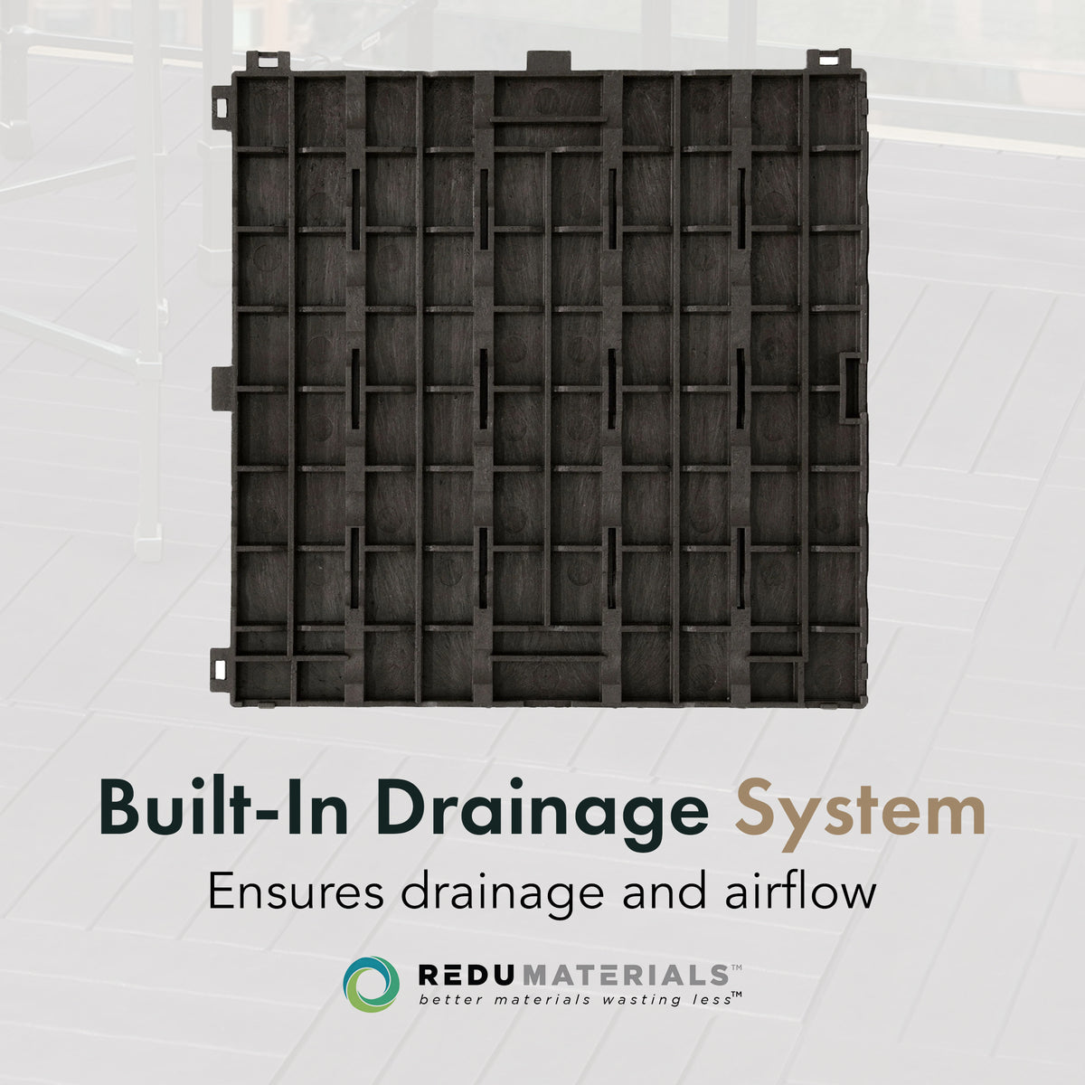 EcoTrend 12"x12" Interlocking Balcony Deck Tiles, 24pk, Slate Black (Open Box)