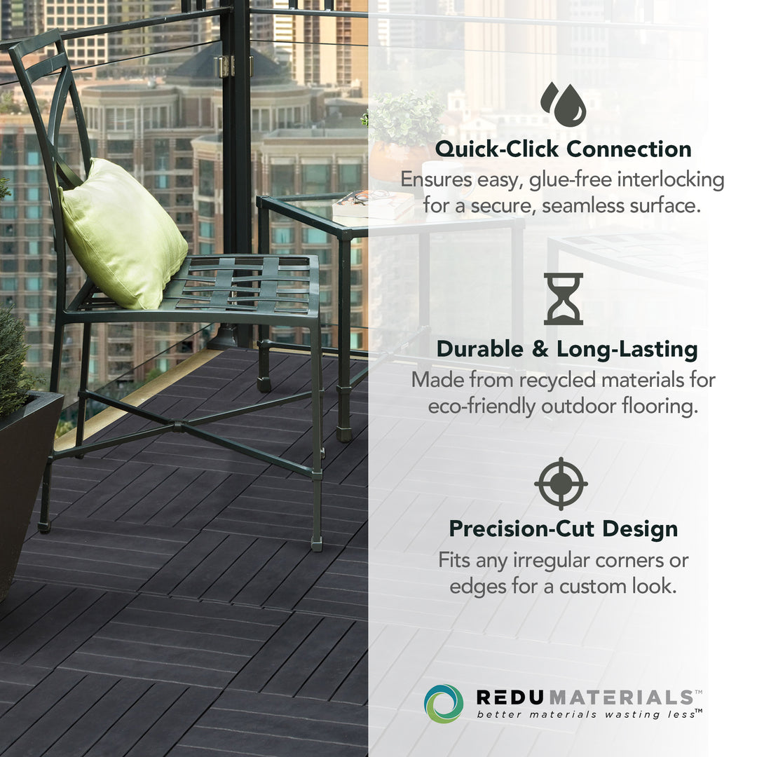 EcoTrend 12"x12" Interlocking Balcony Deck Tiles, 24pk, Slate Black (Open Box)
