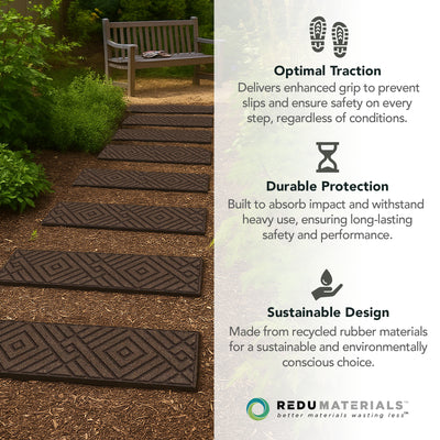 Garden Central 4 Pack 10"x36" Diamond Weave Stair Tread Decorative Panels, Brown - VMInnovations