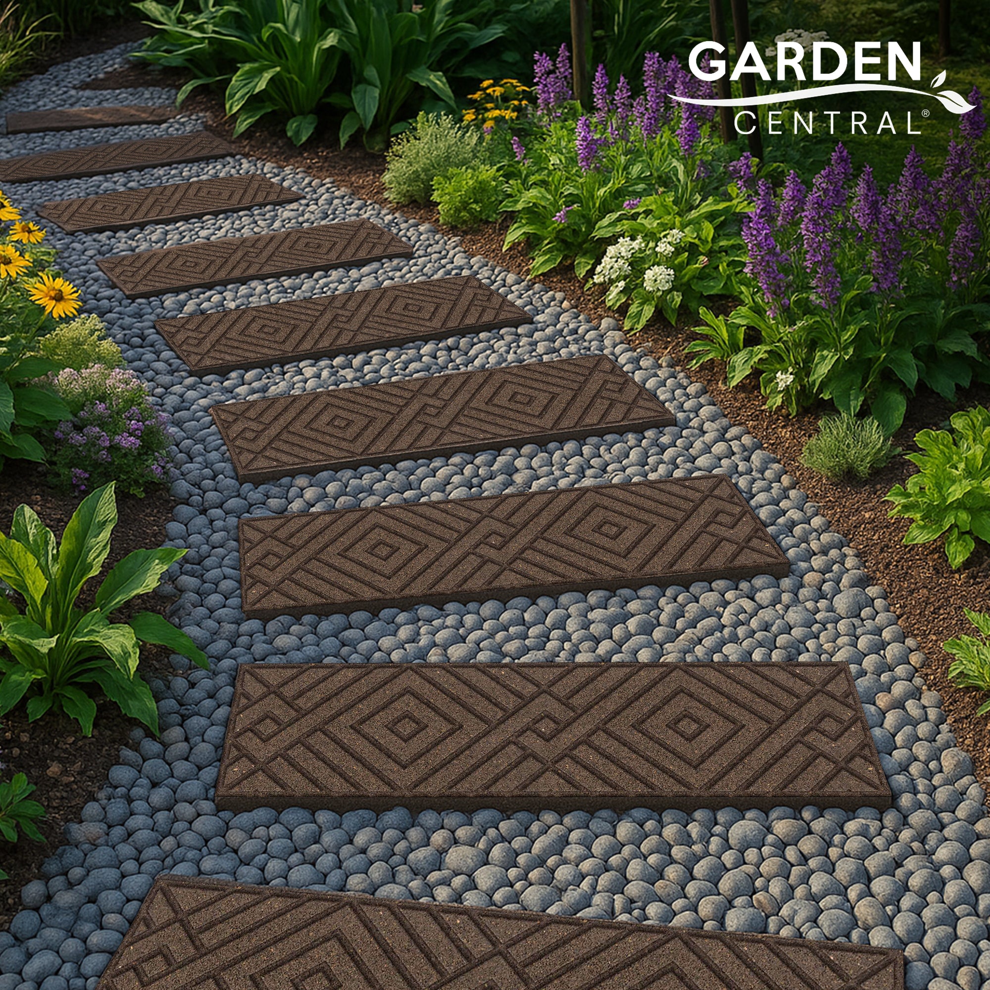 TierraVerde 4 Pack 10"x36" Diamond Weave Stair Tread Decorative Panels, Brown