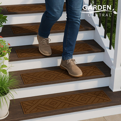 TierraVerde 4 Pack 10"x36" Diamond Weave Stair Tread Decorative Panels, Brown