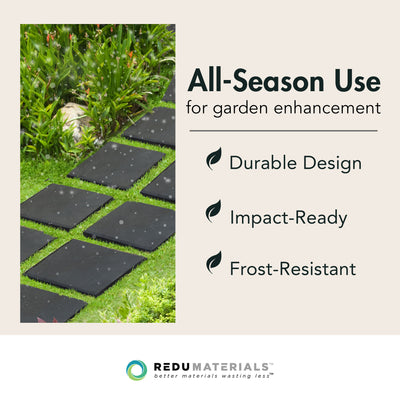 TierraVerde 10 Pack 12" x 12" Stomp Stone Decorative Stepping Squares, Blk(Used)