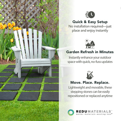 TierraVerde 10 Pack 12" x 12" Stomp Stone Decorative Stepping Squares, Blk(Used)