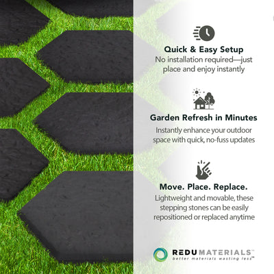 Garden Central 10 Pack 13" x 15" Stomp Hex Decorative Stepping Stones, Black - VMInnovations