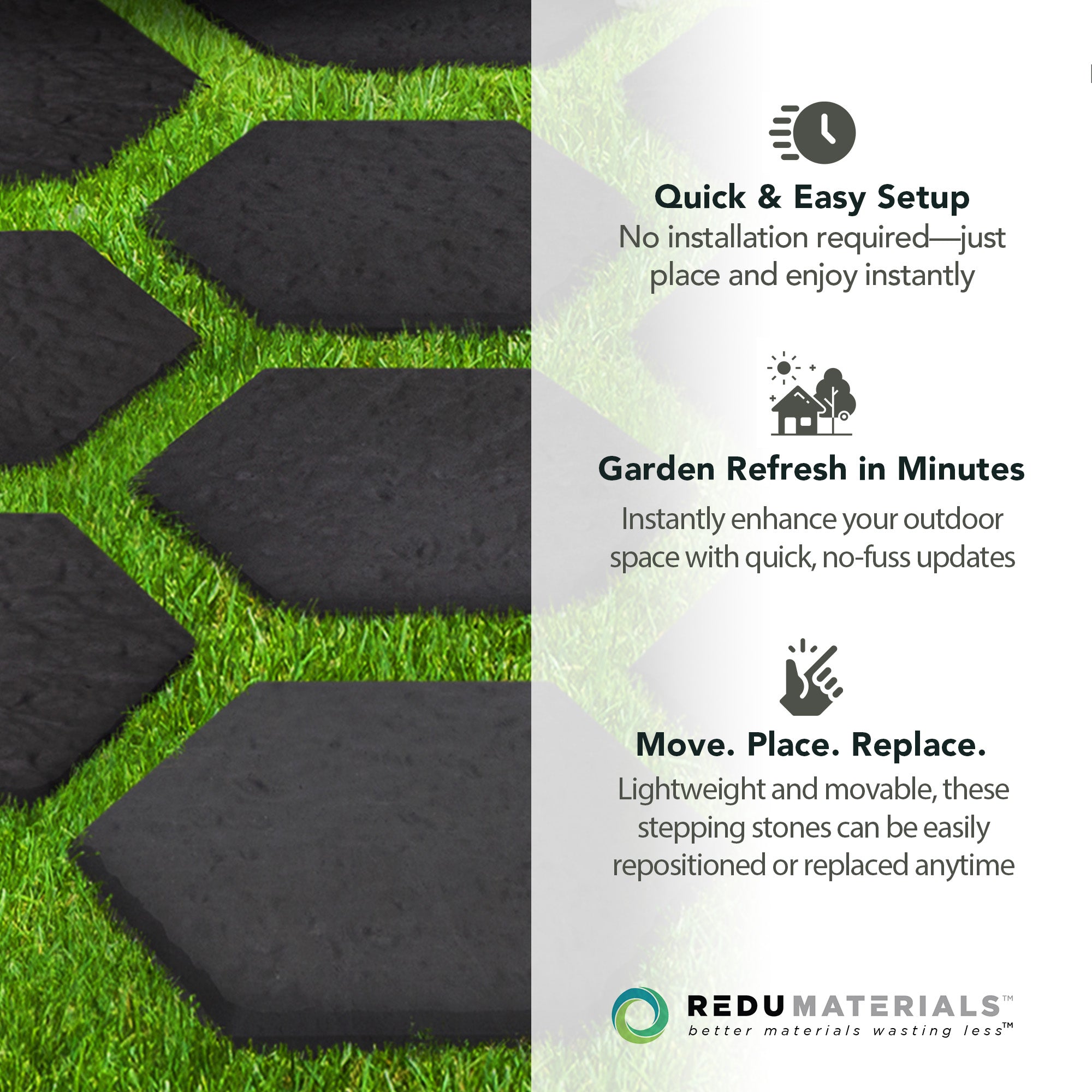 Garden Central 10 Pack 13" x 15" Stomp Hex Decorative Stepping Stones, Blk(Used) - VMInnovations
