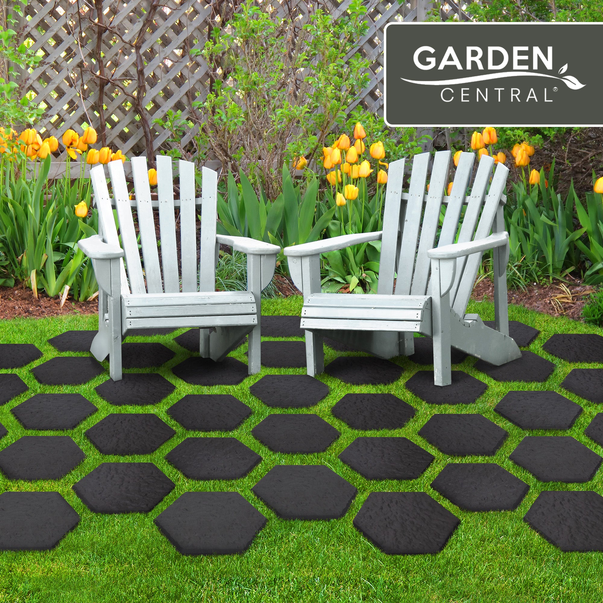Garden Central 10 Pack 13" x 15" Stomp Hex Decorative Stepping Stones, Black - VMInnovations