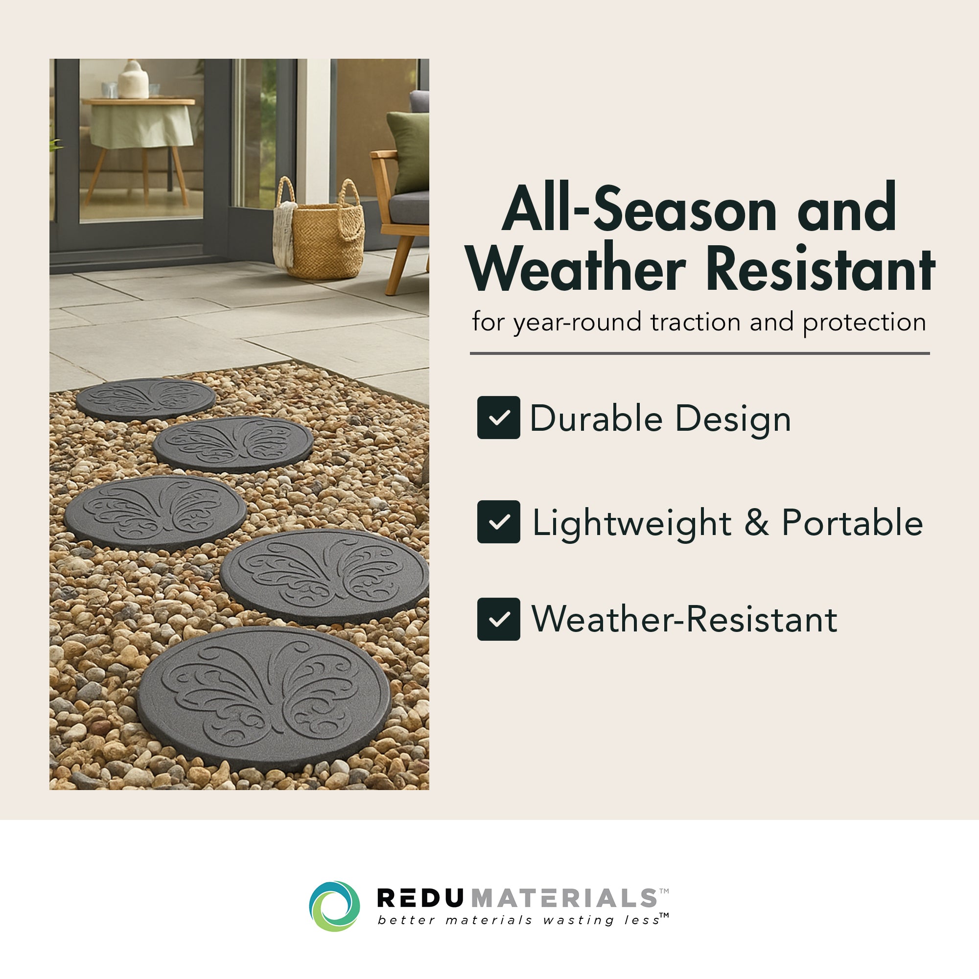 Garden Central 4PK 18"x18" Butterfly Round Decorative Stepping Stones(Open Box) - VMInnovations