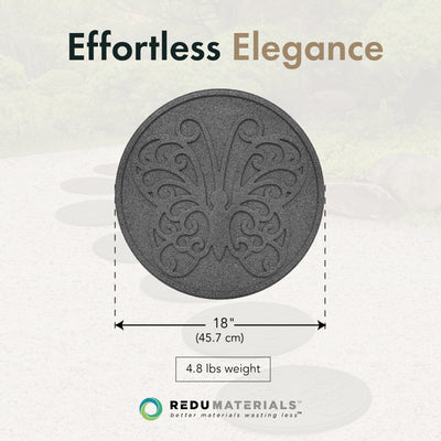Garden Central 4 Pack 18" x 18" Butterfly Round Decorative Stepping Stones, Grey - VMInnovations