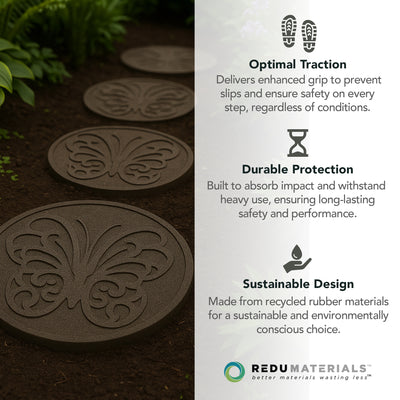Garden Central 4 Pack 18" x 18" Butterfly Round Decorative Stepping Stones, Grey - VMInnovations