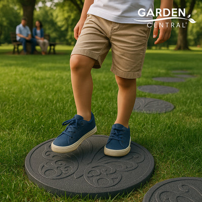 Garden Central 4 Pack 18" x 18" Butterfly Round Decorative Stepping Stones, Grey - VMInnovations