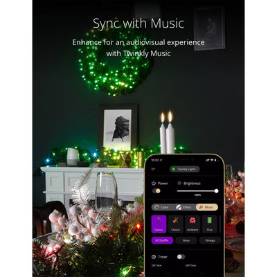 Twinkly Pre-Lit Garland App-controlled 9-Ft LED Christmas Garland 50 RGB + White