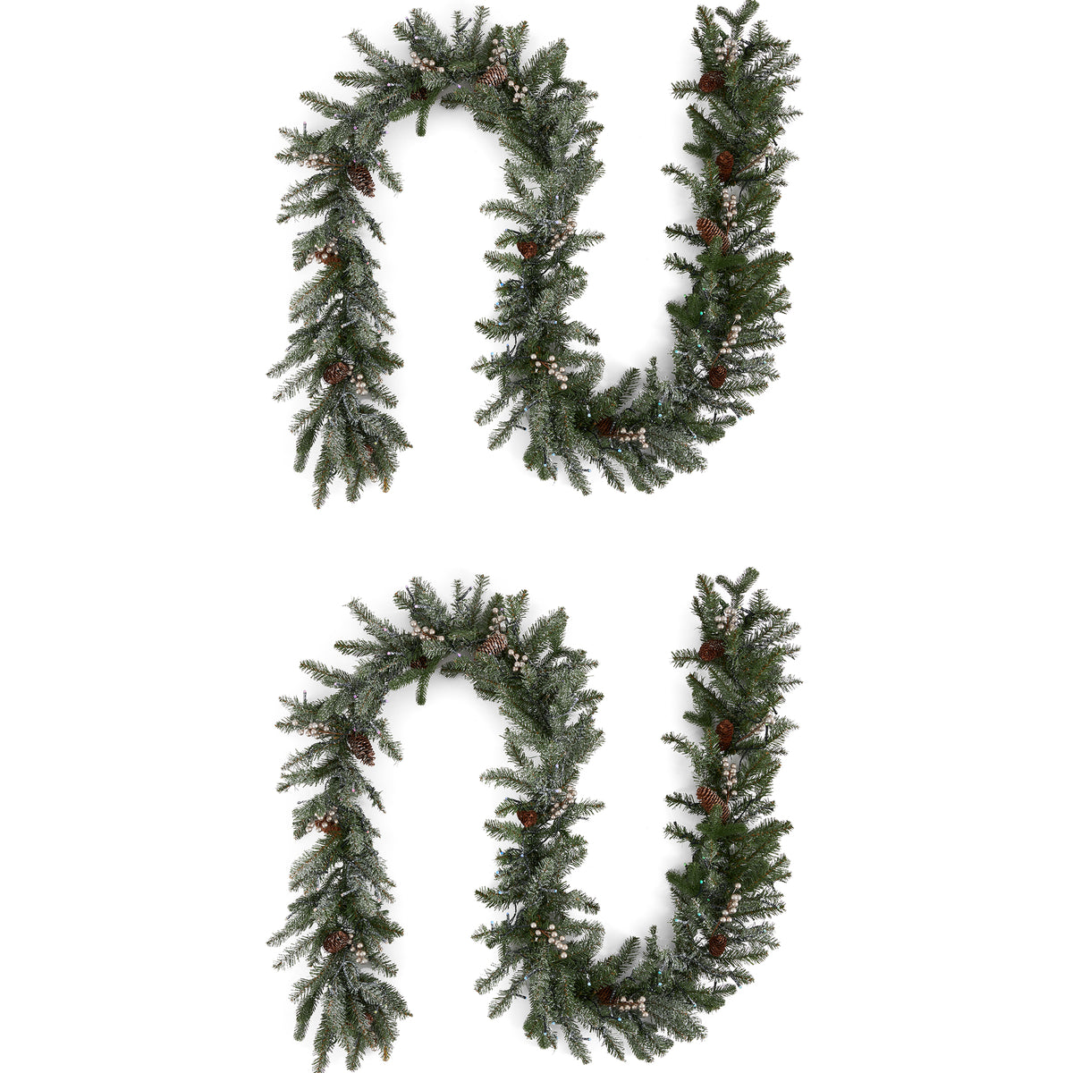 National Tree Company Snowy Morgan Spruce 9' Prelit Christmas Garland (2 Pack)