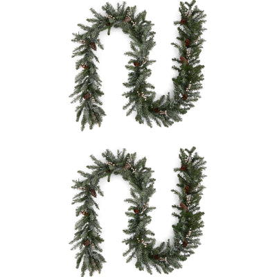 National Tree Company Snowy Morgan Spruce 9' Prelit Christmas Garland (2 Pack)