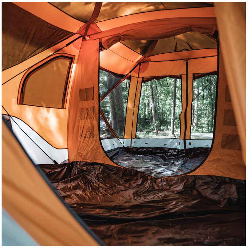 Gazelle T4 Plus 8 Person Pop Up Camping Hub Tent w/Screen Room, Orange(Open Box)