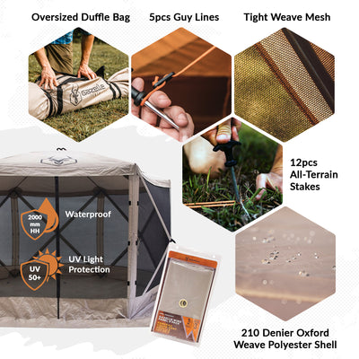Gazelle Tents G6 8 Person Gazebo and Portable Wind Panels, Desert Sand (3 Pack)