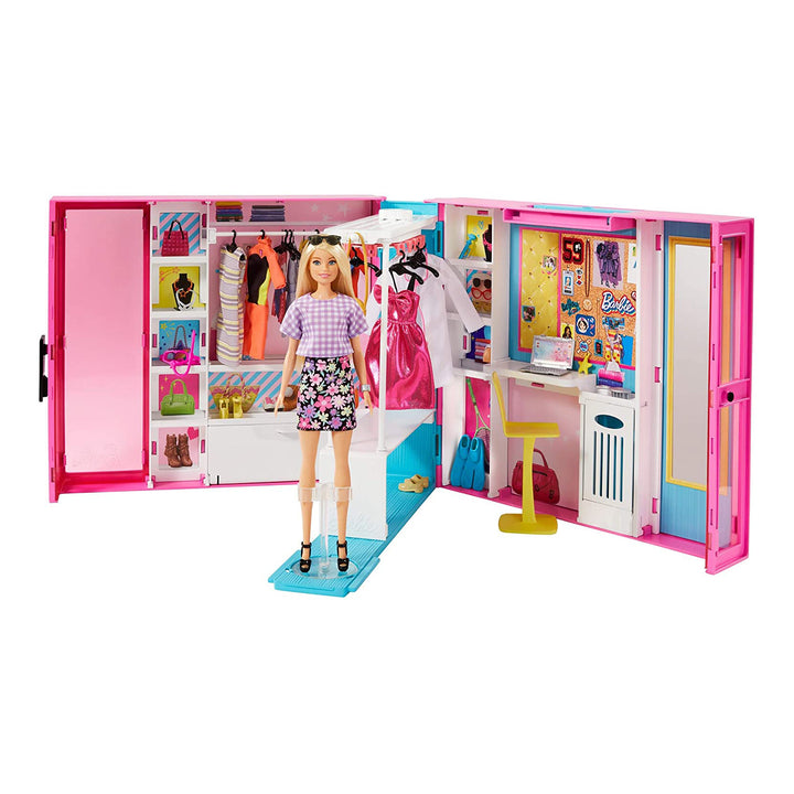 Barbie Dream Closet Fashion Wardrobe with Barbie Doll and Clothes, Pink (Used)