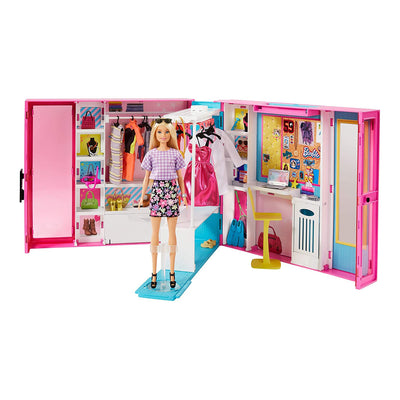 Barbie GBK10 Dream Closet Fashion Wardrobe with Barbie Doll and Clothes, Pink