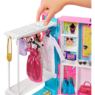 Barbie Dreamhouse 3 Story Dollhouse Playset and Dream Closet Wardrobe, Pink